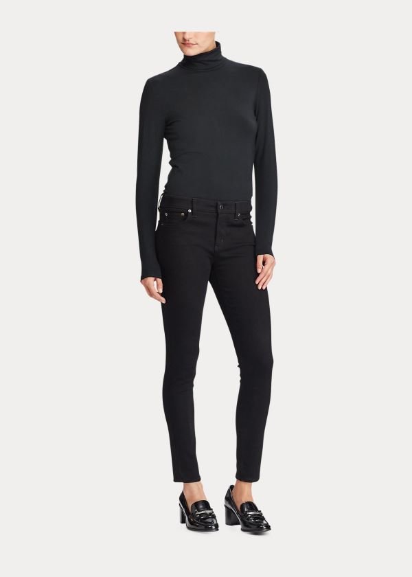 Tops Ralph Lauren Mujer Negros - Jersey Turtleneck - MRTCU0429